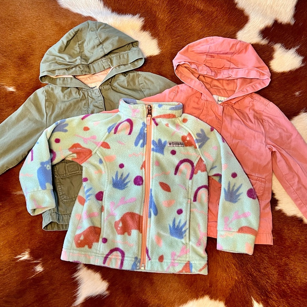 Old Navy Pink and Green Hooded Jackets 18-24M & Columbia Fleece Jacket 18-24M